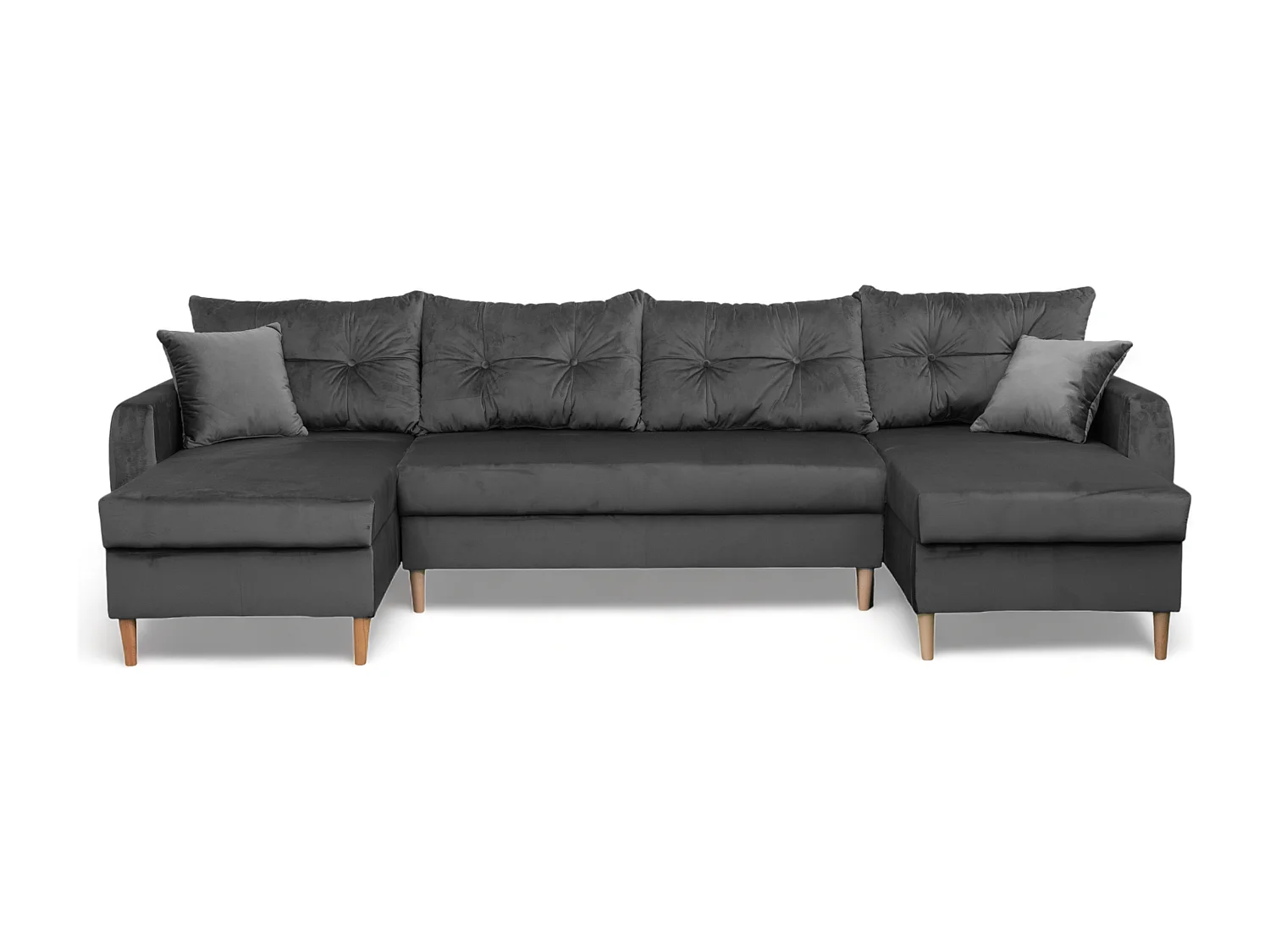 Hoekbank met slaapfunctie ROMEO U, stof Riviera 95 grijs, afmetingen 300 × 156 × 74 cm