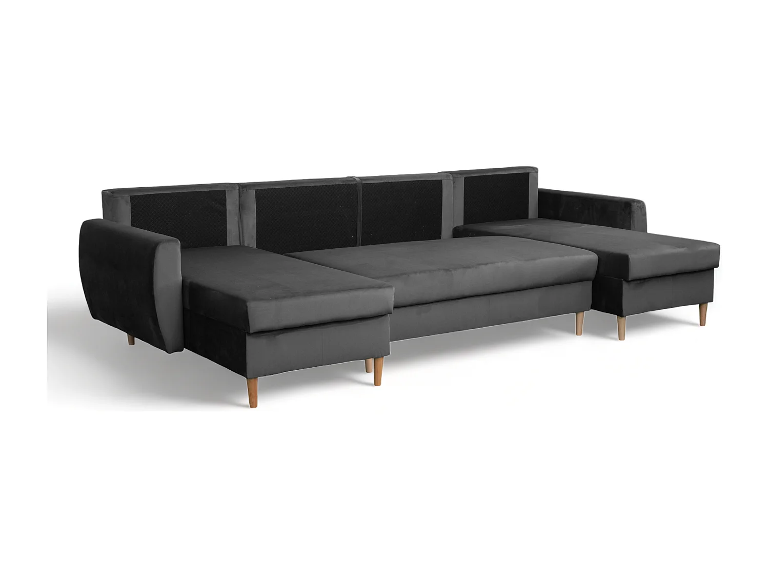 Hoekbank met slaapfunctie ROMEO U, stof Riviera 95 grijs, afmetingen 300 × 156 × 74 cm