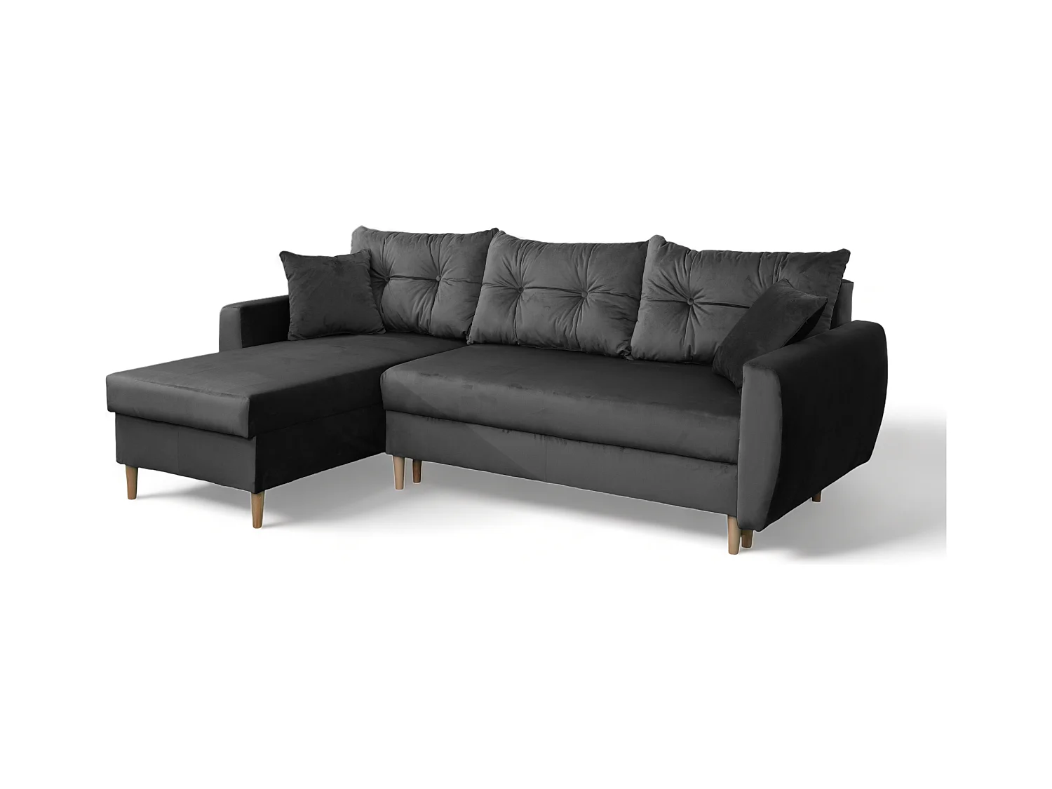 Narożnik z funkcją spania lewostronny  ROMEO L, tkanina Riviera 95 szara, 234x156x74 cm