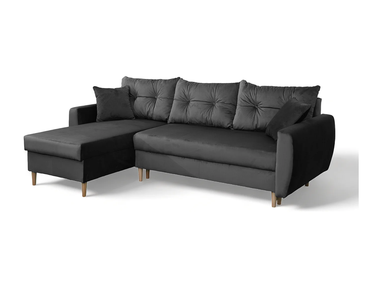 Ecksofa mit Schlaffunktion, linksseitig ROMEO L, Stoff Riviera 95 grau, 234x156x74 cm
