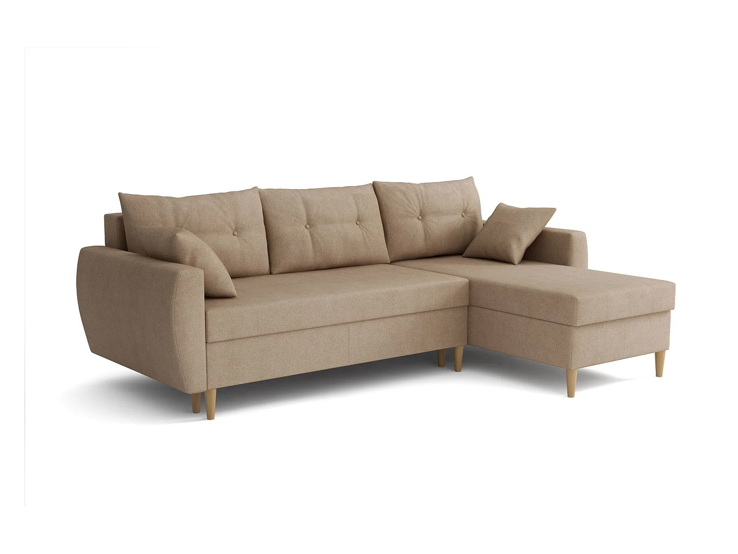 Ecksofa mit Schlaffunktion, rechtsseitig ROMEO L, Stoff Manila 21 beige, 234x156x74 cm
