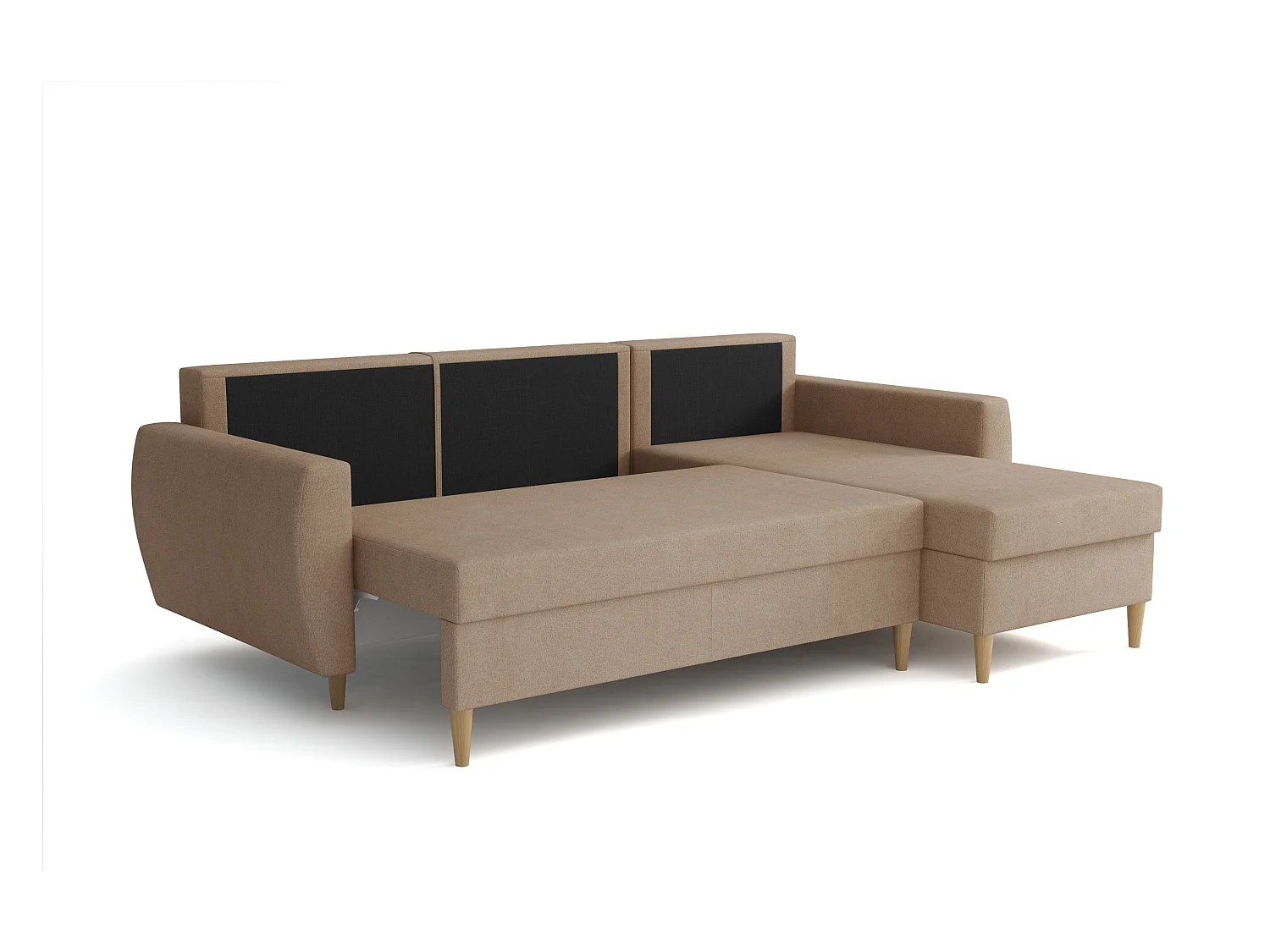 Ecksofa mit Schlaffunktion, rechtsseitig ROMEO L, Stoff Manila 21 beige, 234x156x74 cm