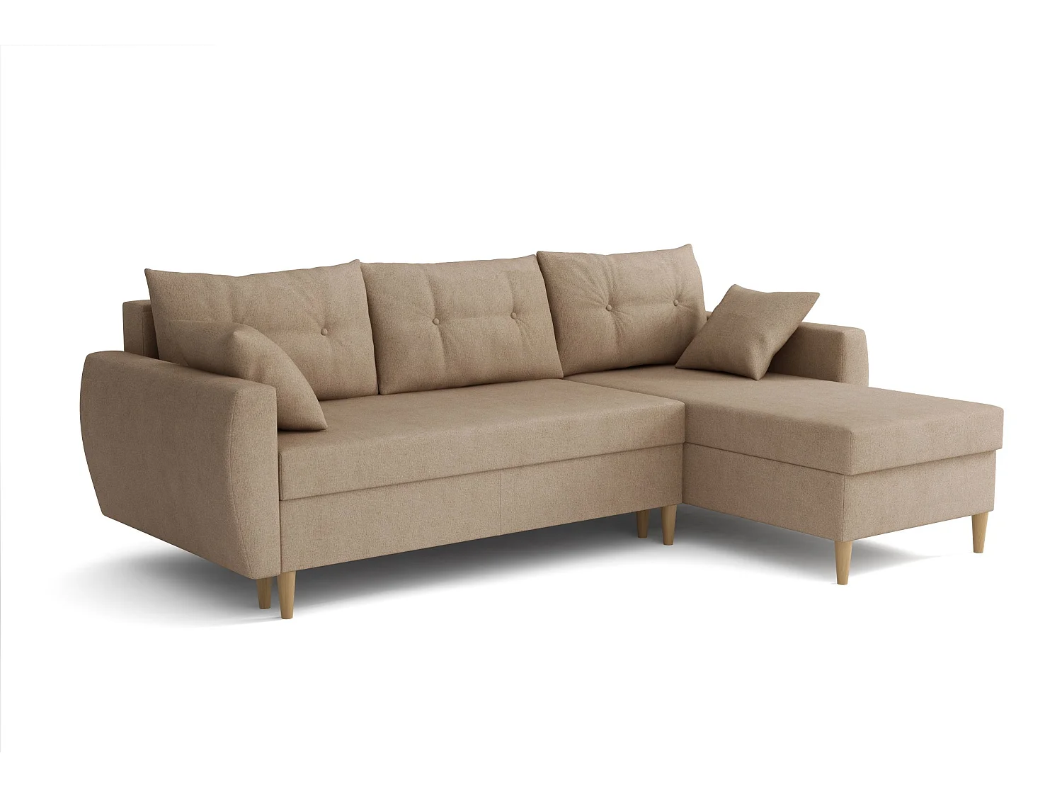Ecksofa mit Schlaffunktion, rechtsseitig ROMEO L, Stoff Manila 21 beige, 234x156x74 cm