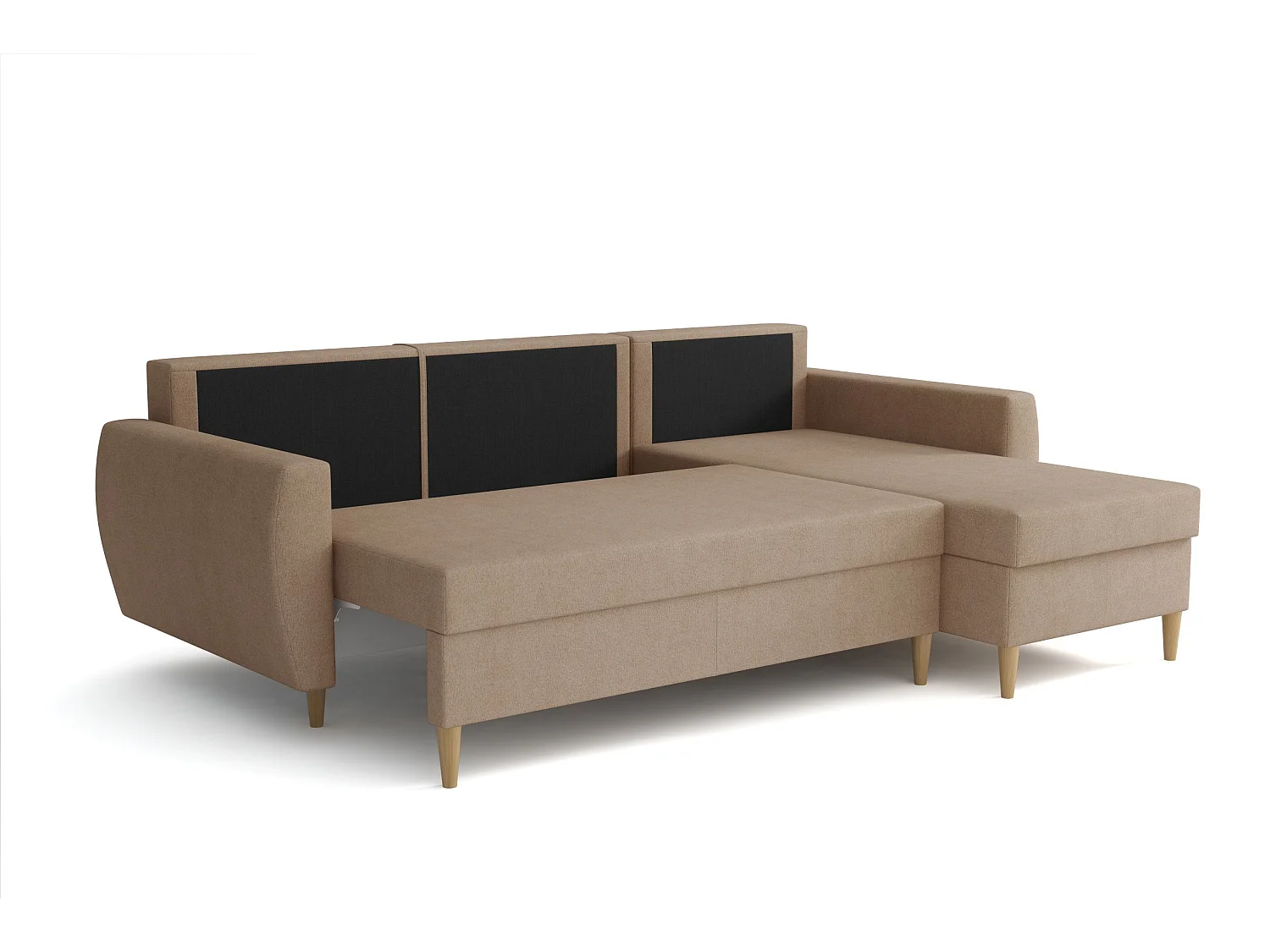 Ecksofa mit Schlaffunktion, rechtsseitig ROMEO L, Stoff Manila 21 beige, 234x156x74 cm