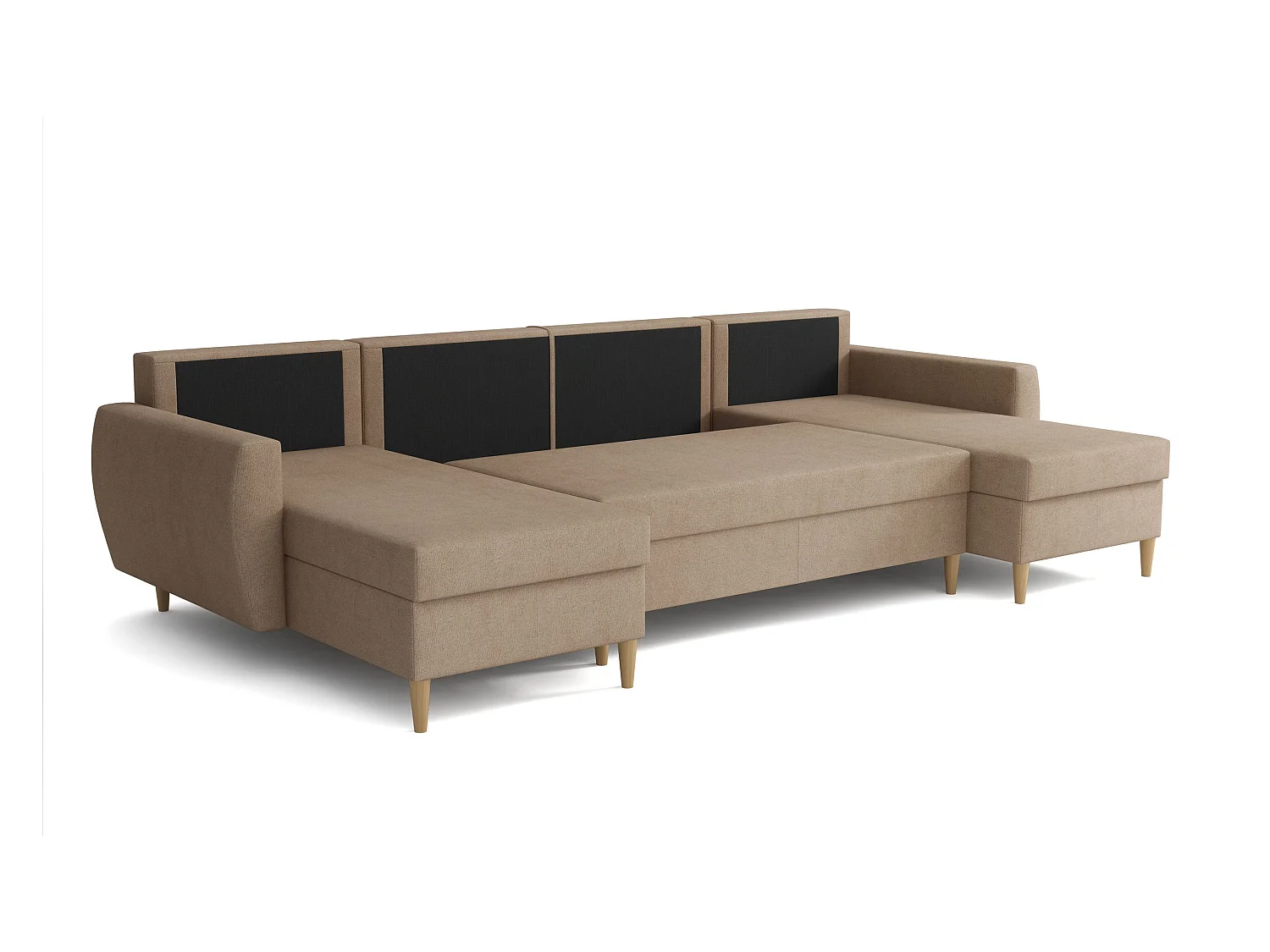 Ecksofa mit Schlaffunktion ROMEO U, Stoff Manila 21 Beige, Maße 300 × 156 × 74 cm