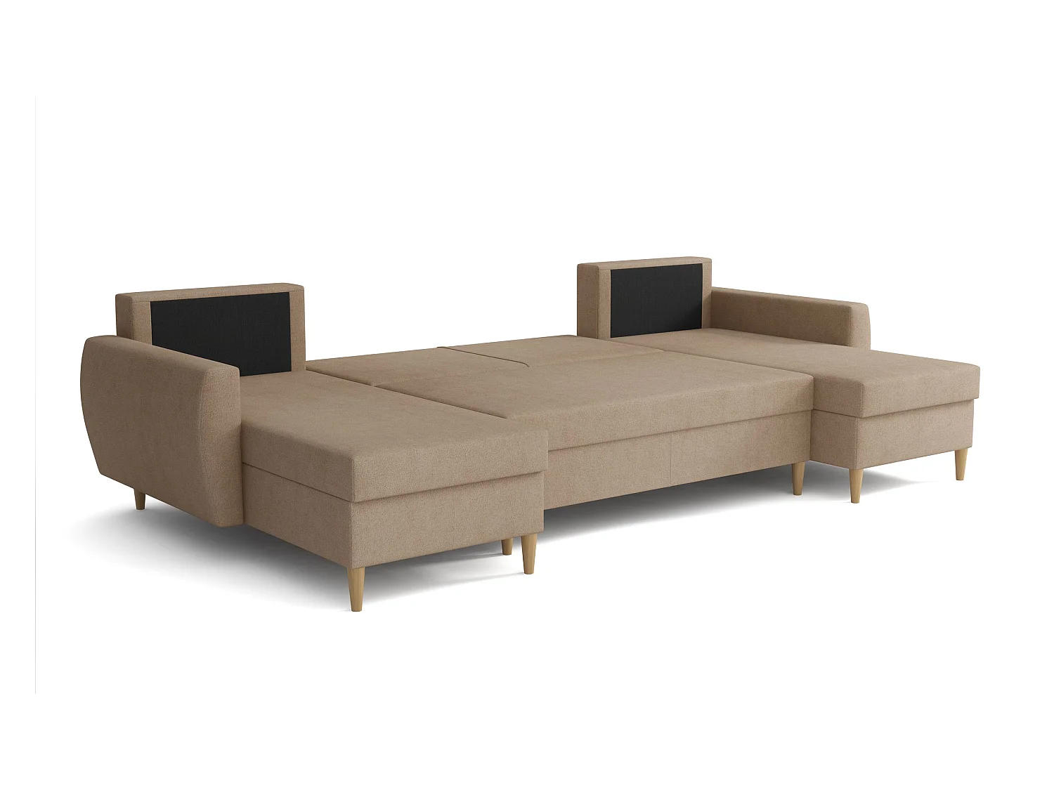 Ecksofa mit Schlaffunktion ROMEO U, Stoff Manila 21 Beige, Maße 300 × 156 × 74 cm