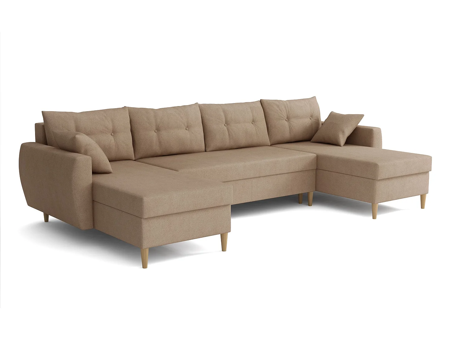 Ecksofa mit Schlaffunktion ROMEO U, Stoff Manila 21 Beige, Maße 300 × 156 × 74 cm