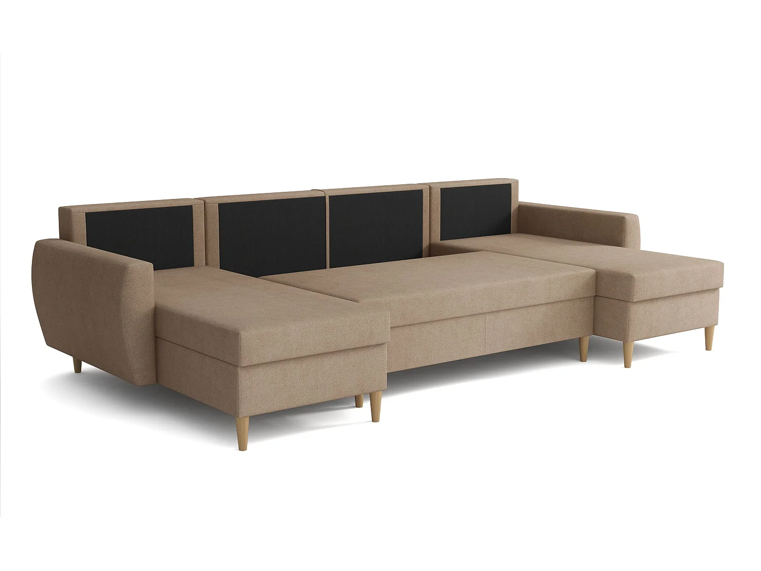 Ecksofa mit Schlaffunktion ROMEO U, Stoff Manila 21 Beige, Maße 300 × 156 × 74 cm
