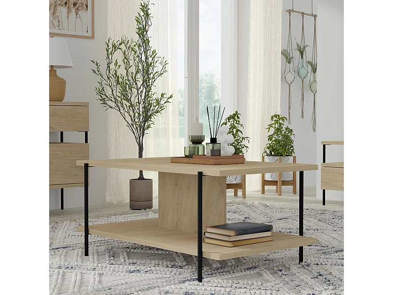 Dragonfly Couchtisch - Eiche Cremona, Moderner Tisch mit Metallfüßen