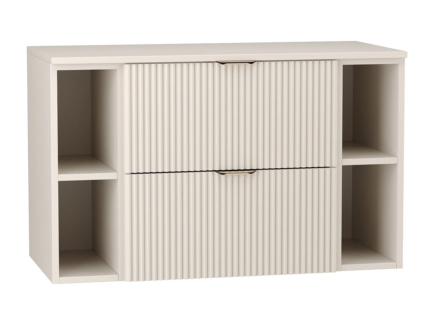 Kaszmirowy Zestaw Łazienkowy 100cm Szafka Blat Regały Ryflowane Fronty