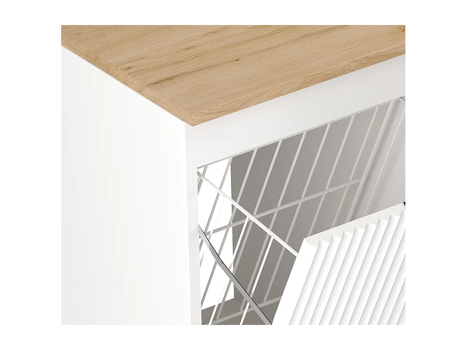 Biały Zestaw do Łazienki 100cm Szafka pod Umywalkę Blat Szafka z Koszem Ryflowane Fronty