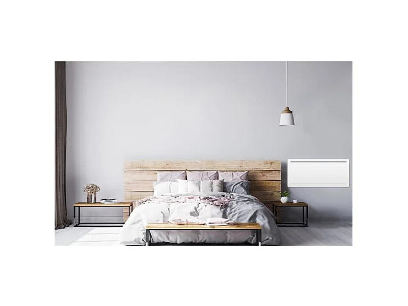 Radiateur électrique fixe a inertie seche céramique 2000W OCEANIC Rubis - Design galbé - Blanc - NF