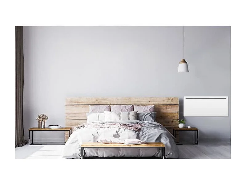 Radiateur électrique fixe a inertie seche céramique 2000W OCEANIC Rubis - Design galbé - Blanc - NF