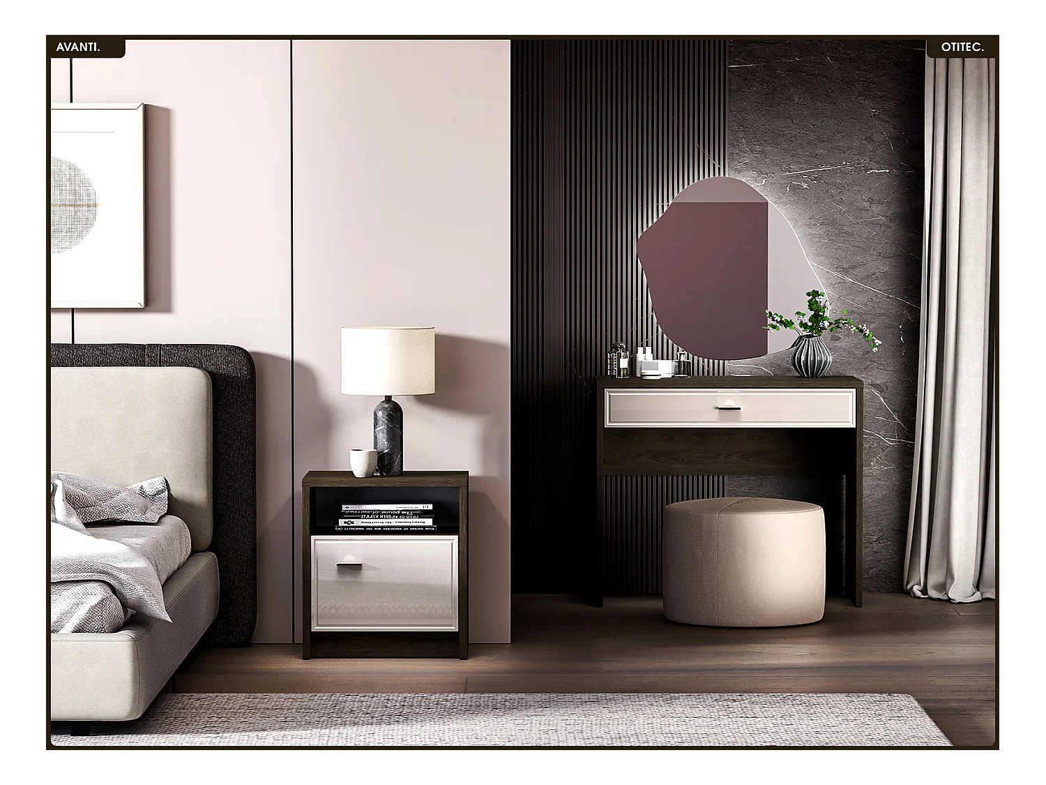 Table de chevet - L.92 x H.78 x P.40 cm - AVANTI