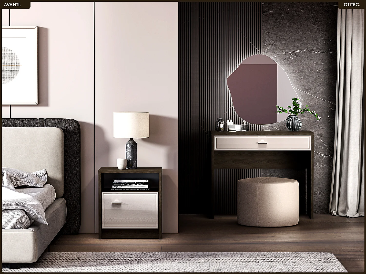 Table de chevet - L.92 x H.78 x P.40 cm - AVANTI