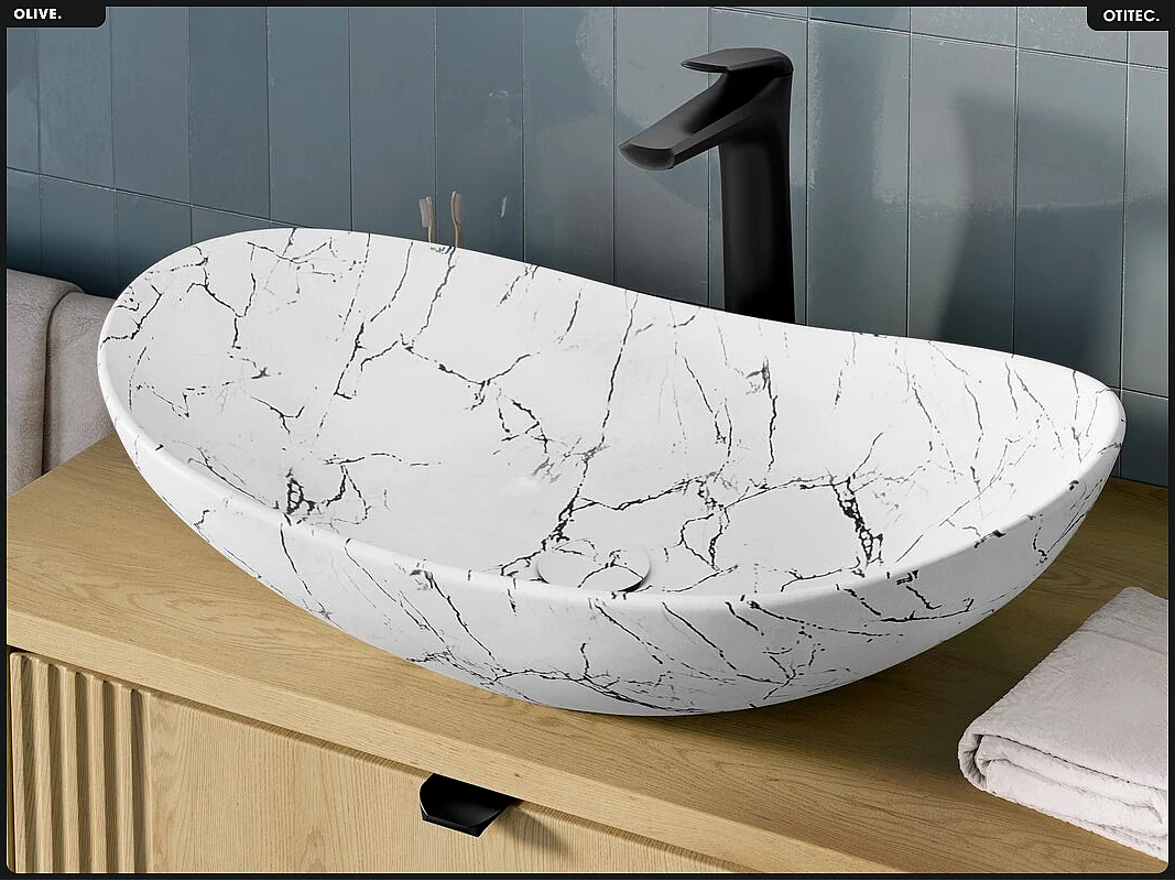 Ensemble de meubles sous vasque - 100 cm - avec Plan - Vasque - OLIVE - Chêne