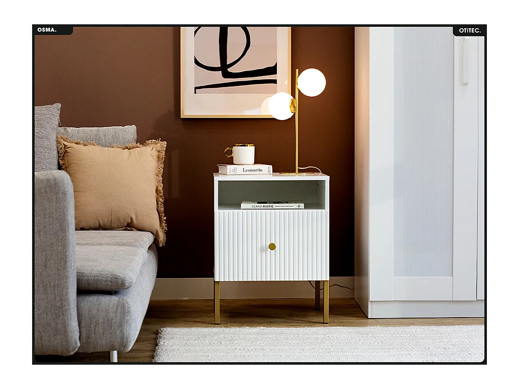 Table de chevet - H.60 x L.47 x P.41 - OSMA - NOIR