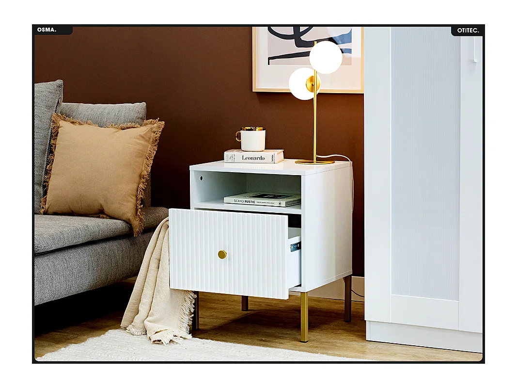 Table de chevet - H.60 x L.47 x P.41 - OSMA - NOIR