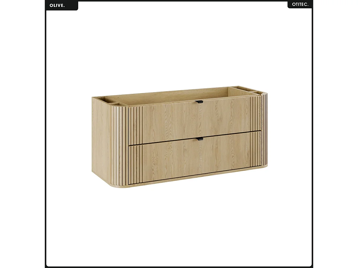 Ensemble de meubles sous vasque - 120 cm - avec Plan - Colonne - OLIVE - Chêne