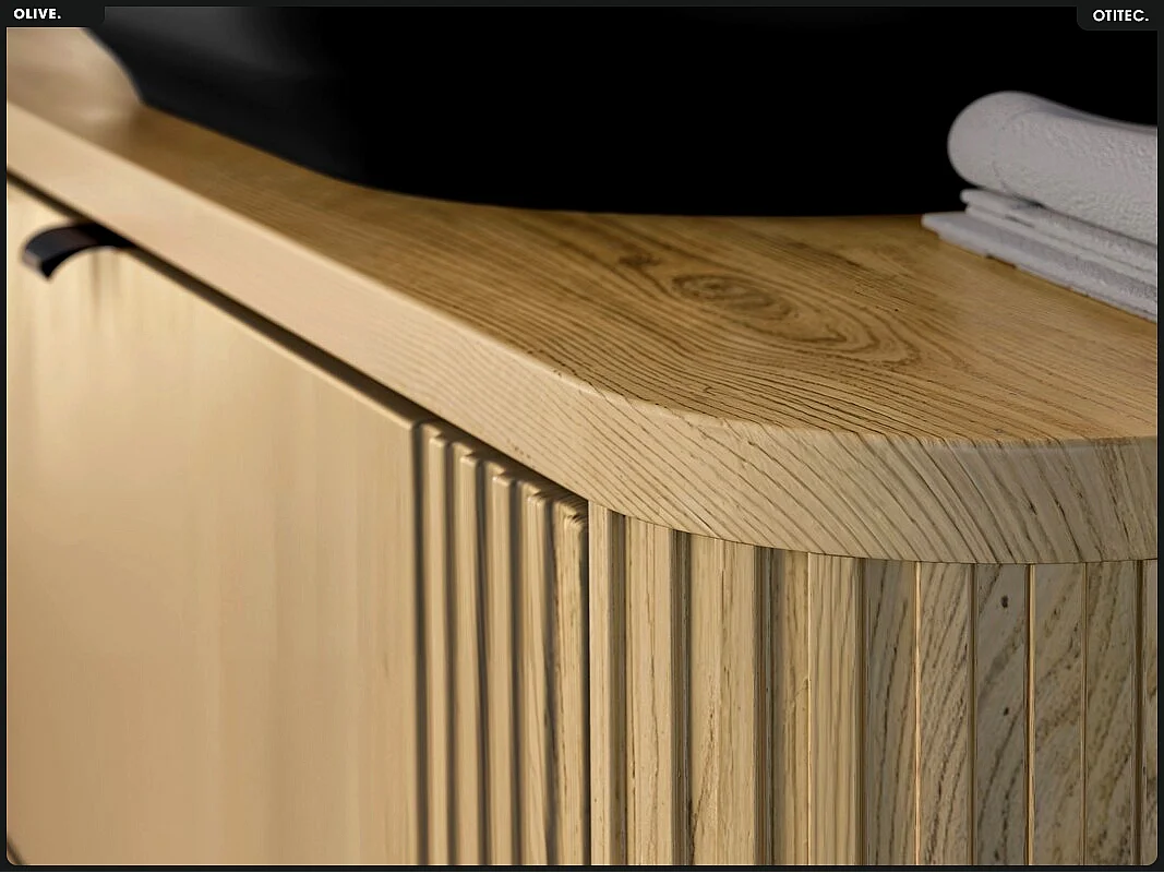 Ensemble de meubles sous vasque - 120 cm - avec Plan - Colonne - OLIVE - Chêne