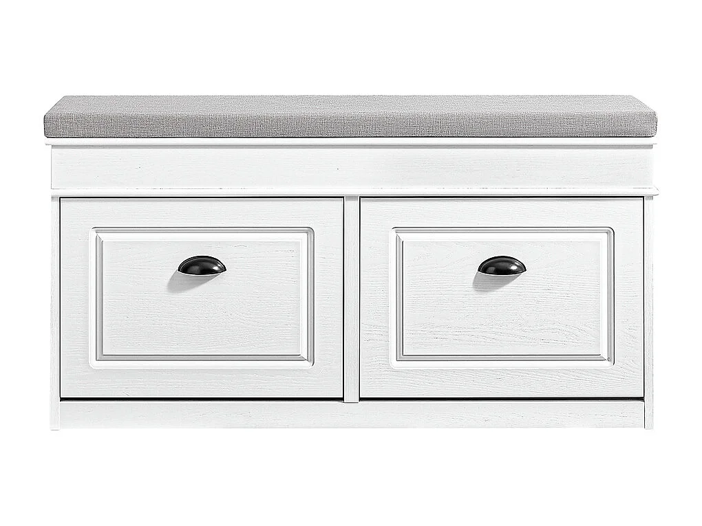 SoBuy Banc de Rangement à Chaussures 2 Abattants avec Coussin en Bois Vieilli Blanc
