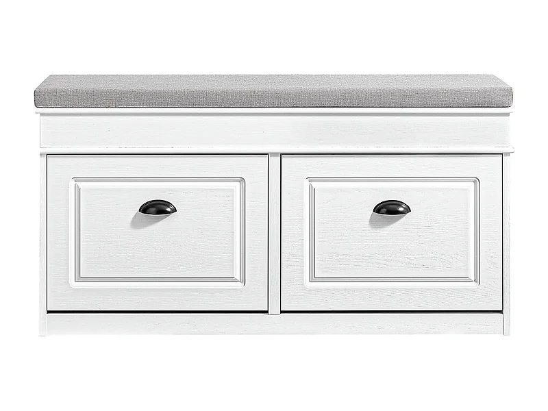 SoBuy Banc de Rangement à Chaussures 2 Abattants avec Coussin en Bois Vieilli Blanc