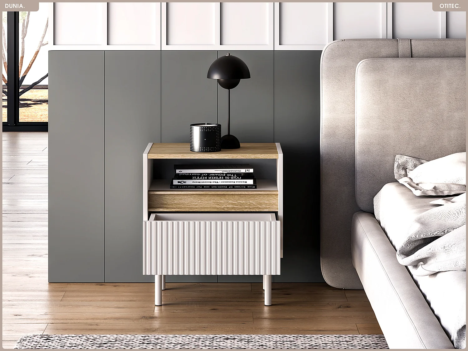 Table de chevet - L.50 x H.55 x P.35 cm - DUNIA