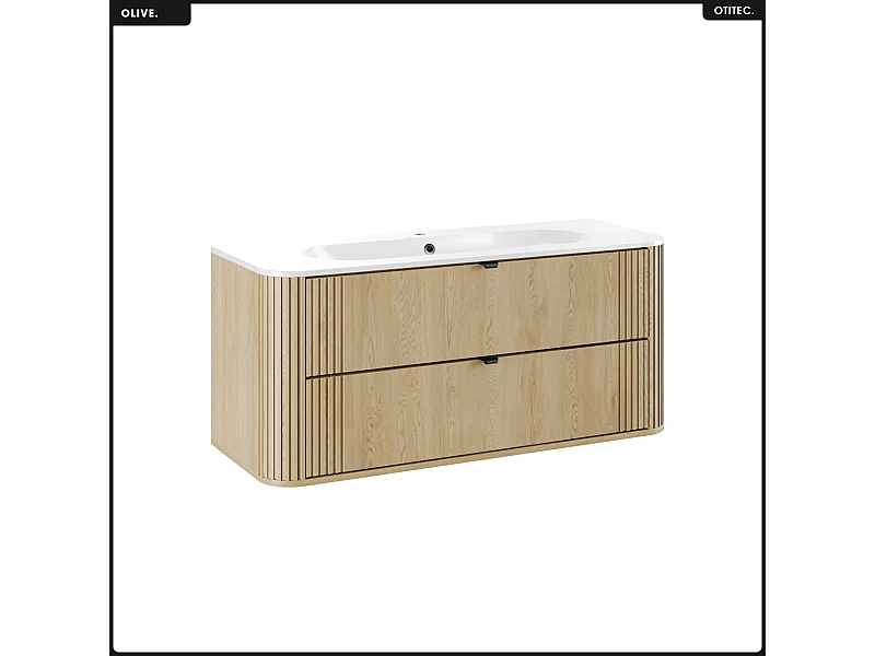 Ensemble de meubles sous vasque - 120 cm - avec Vasque - OLIVE - Chêne