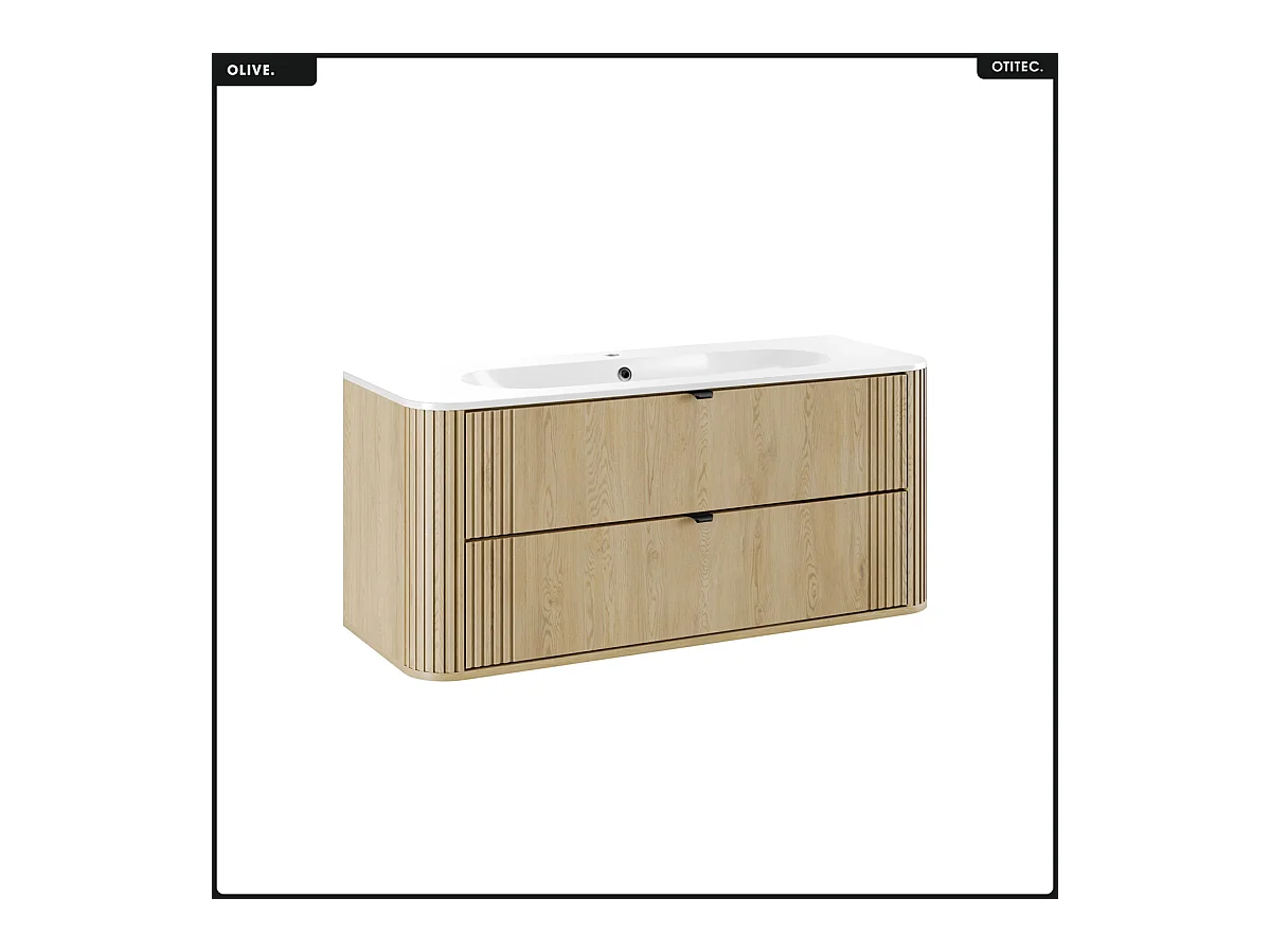 Ensemble de meubles sous vasque - 120 cm - avec Vasque - OLIVE - Chêne