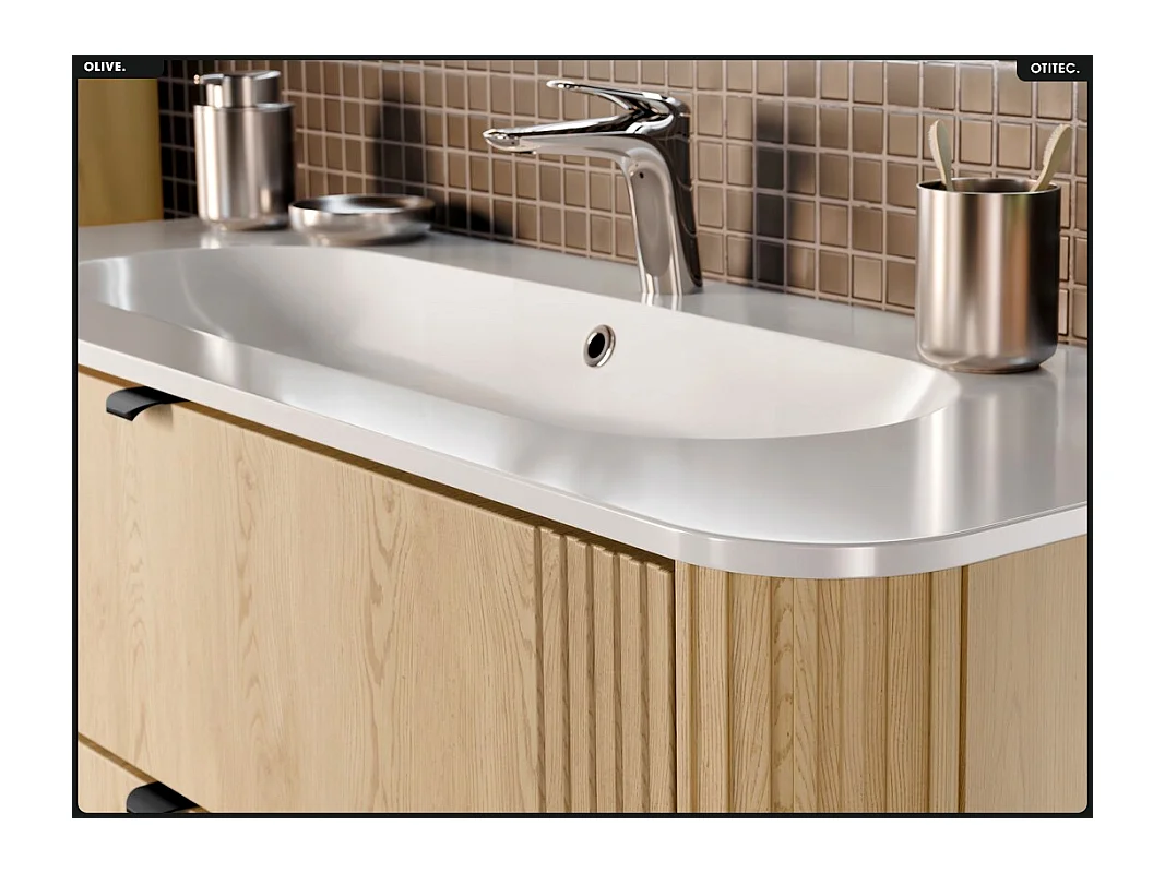 Ensemble de meubles sous vasque - 120 cm - avec Vasque - OLIVE - Chêne