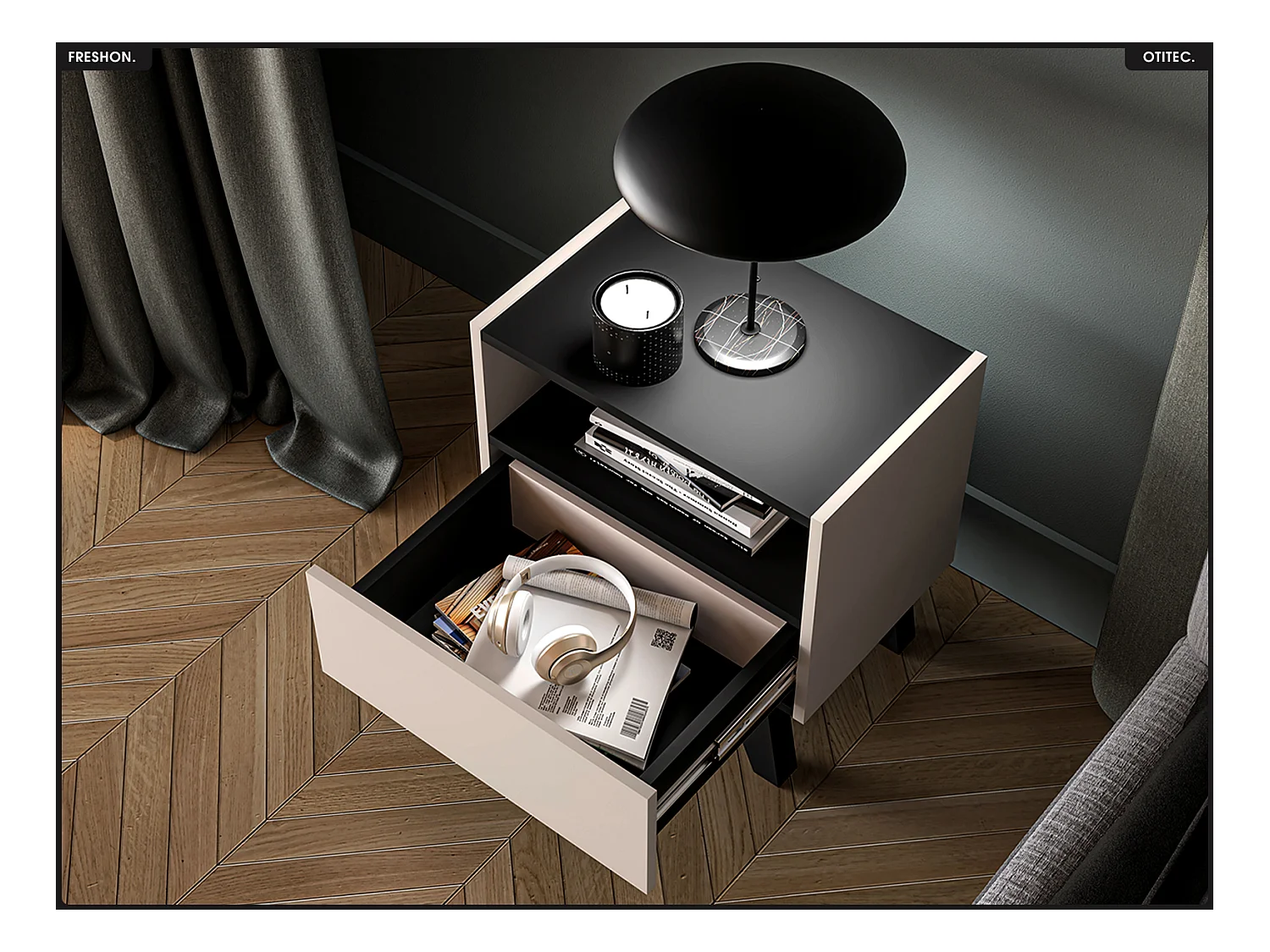 Table de chevet - L.50 x H.53 x P.34 cm - FRESHON