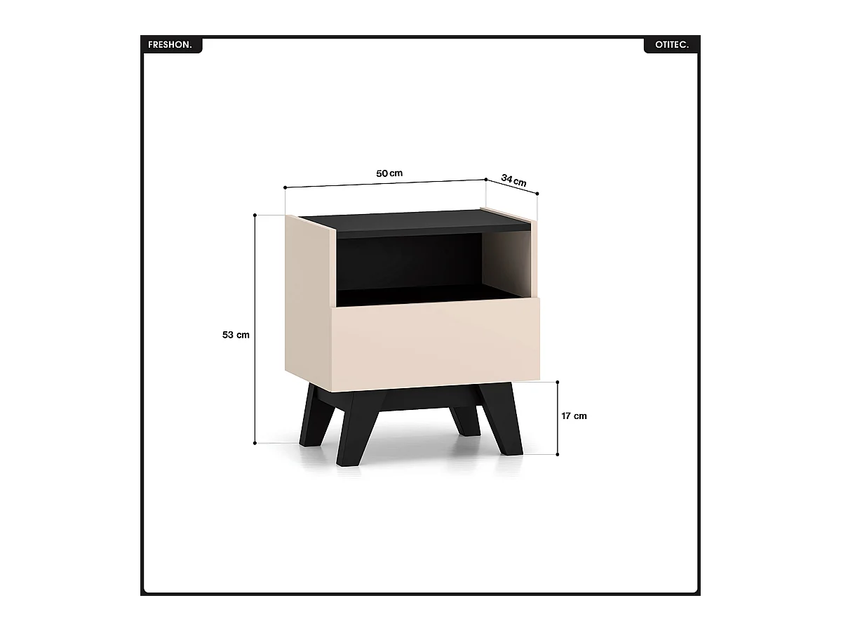 Table de chevet - L.50 x H.53 x P.34 cm - FRESHON