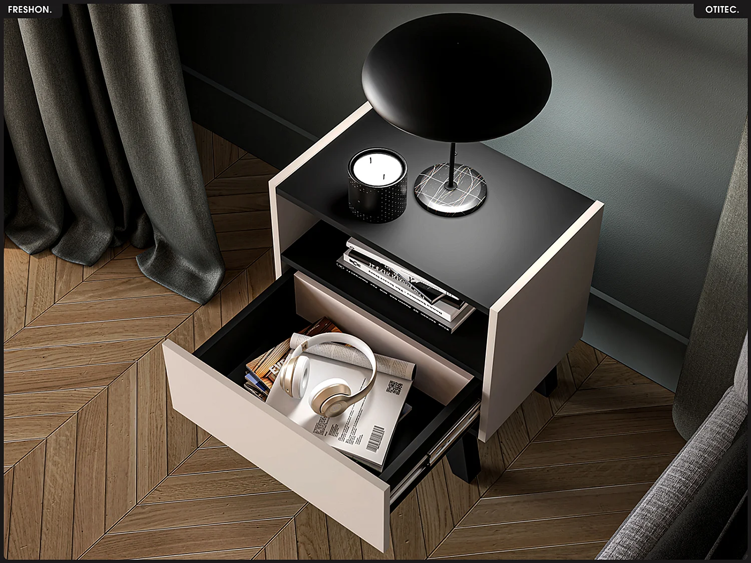 Table de chevet - L.50 x H.53 x P.34 cm - FRESHON