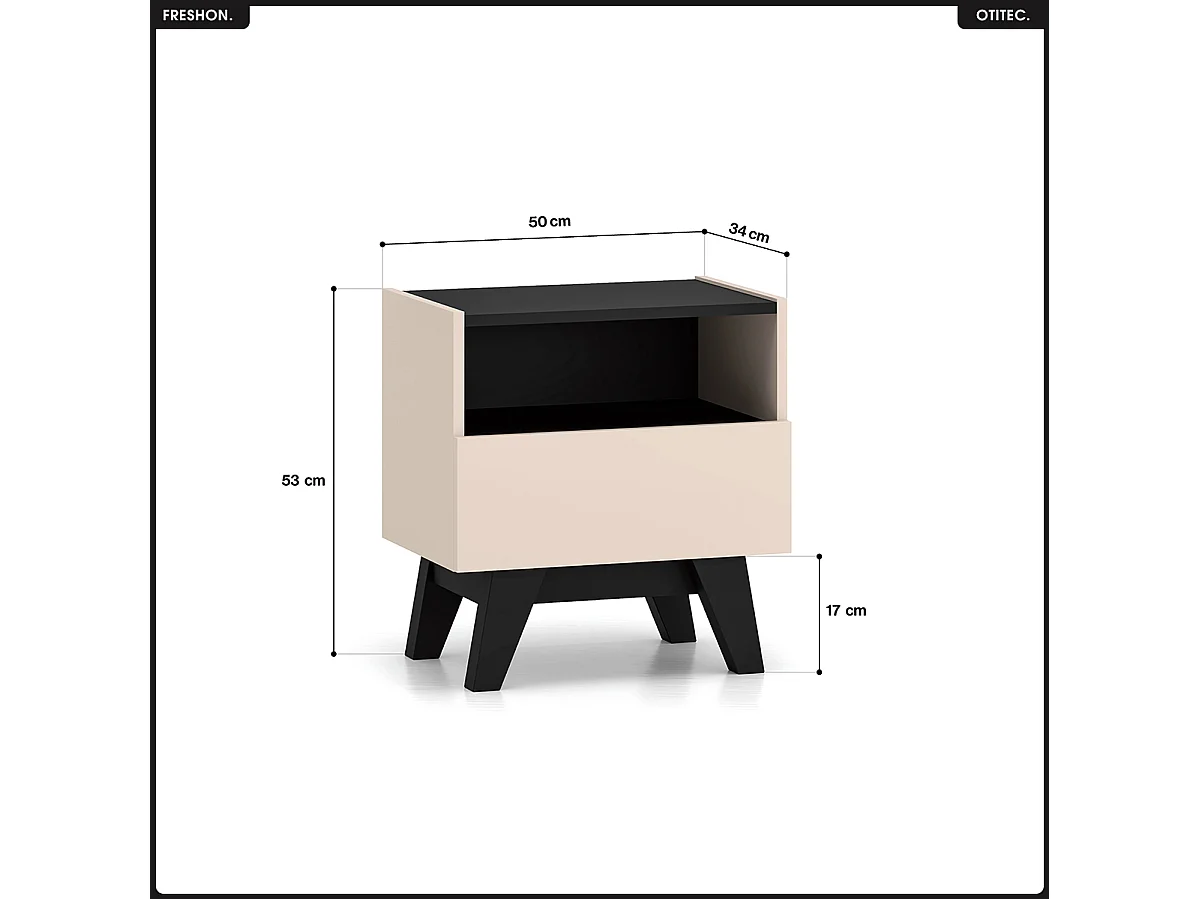 Table de chevet - L.50 x H.53 x P.34 cm - FRESHON