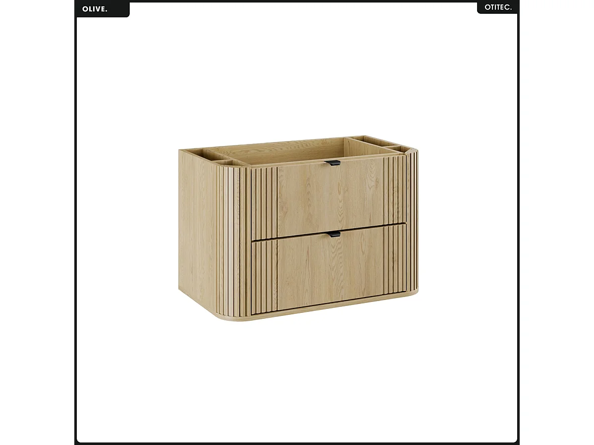 Ensemble de meubles sous vasque - 80 cm - avec Plan - Vasque - Colonne - OLIVE - Chêne