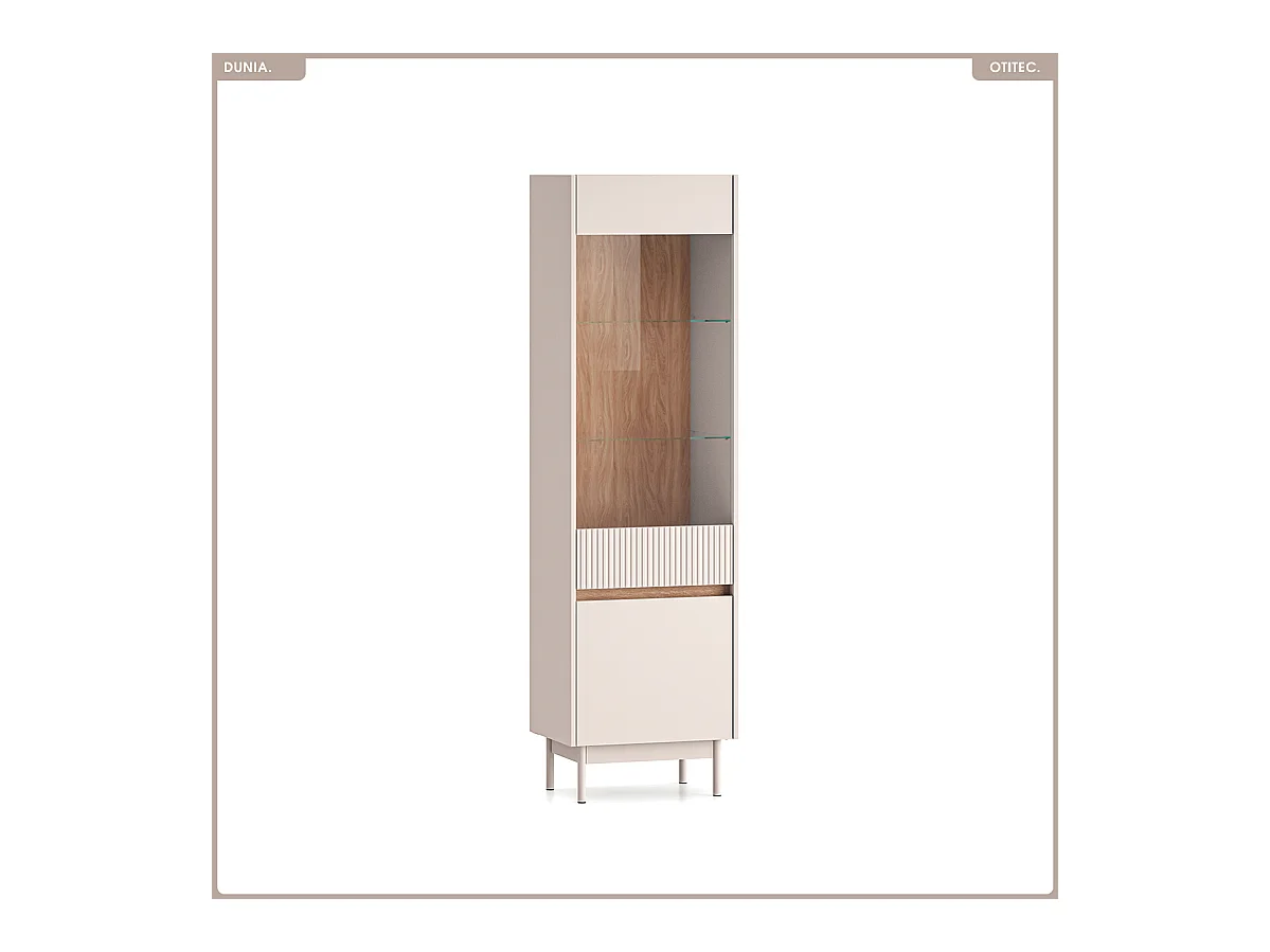 Armoire vitrine - L.55 x H.193 x P.40 cm - DUNIA