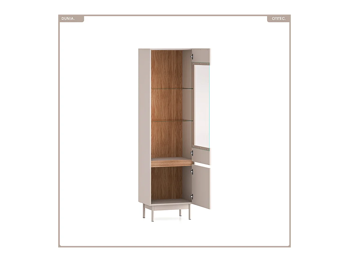 Armoire vitrine - L.55 x H.193 x P.40 cm - DUNIA