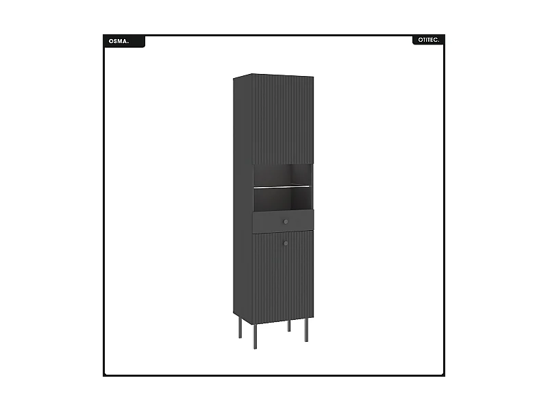 Armoire vitrine - H.193 x L.47 x P.42 - OSMA - NOIR