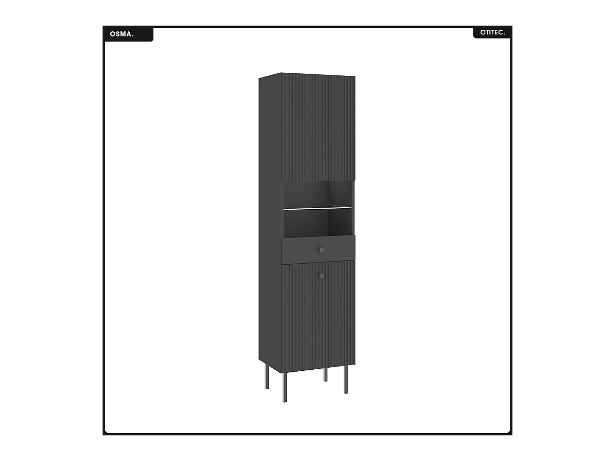 Armoire vitrine - H.193 x L.47 x P.42 - OSMA - NOIR