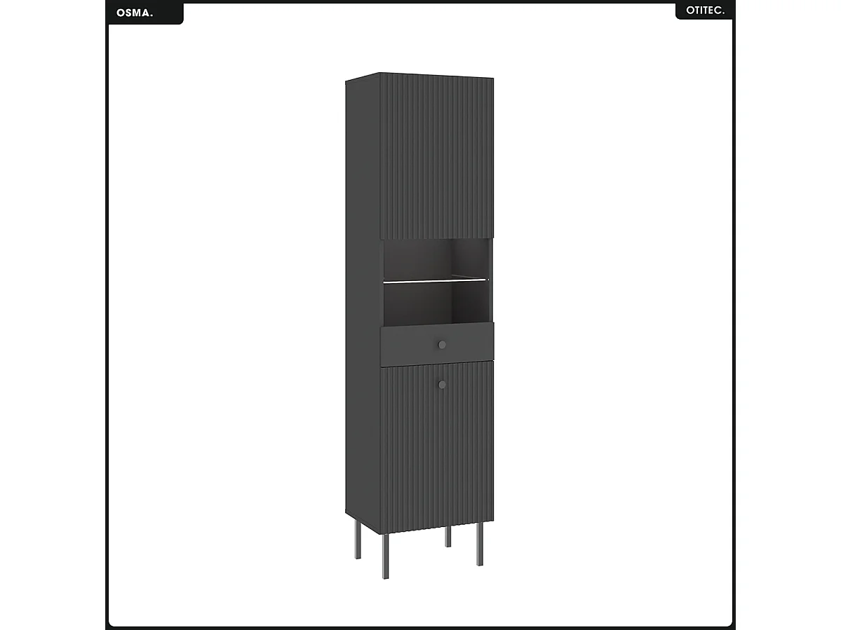 Armoire vitrine - H.193 x L.47 x P.42 - OSMA - NOIR