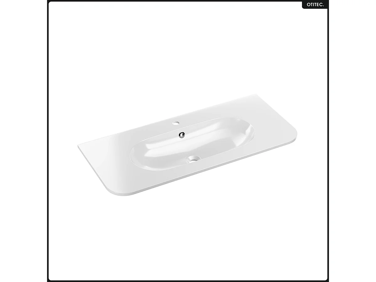 Ensemble de meubles sous vasque - 100 cm - avec Vasque - Colonne - OLIVE - Chêne