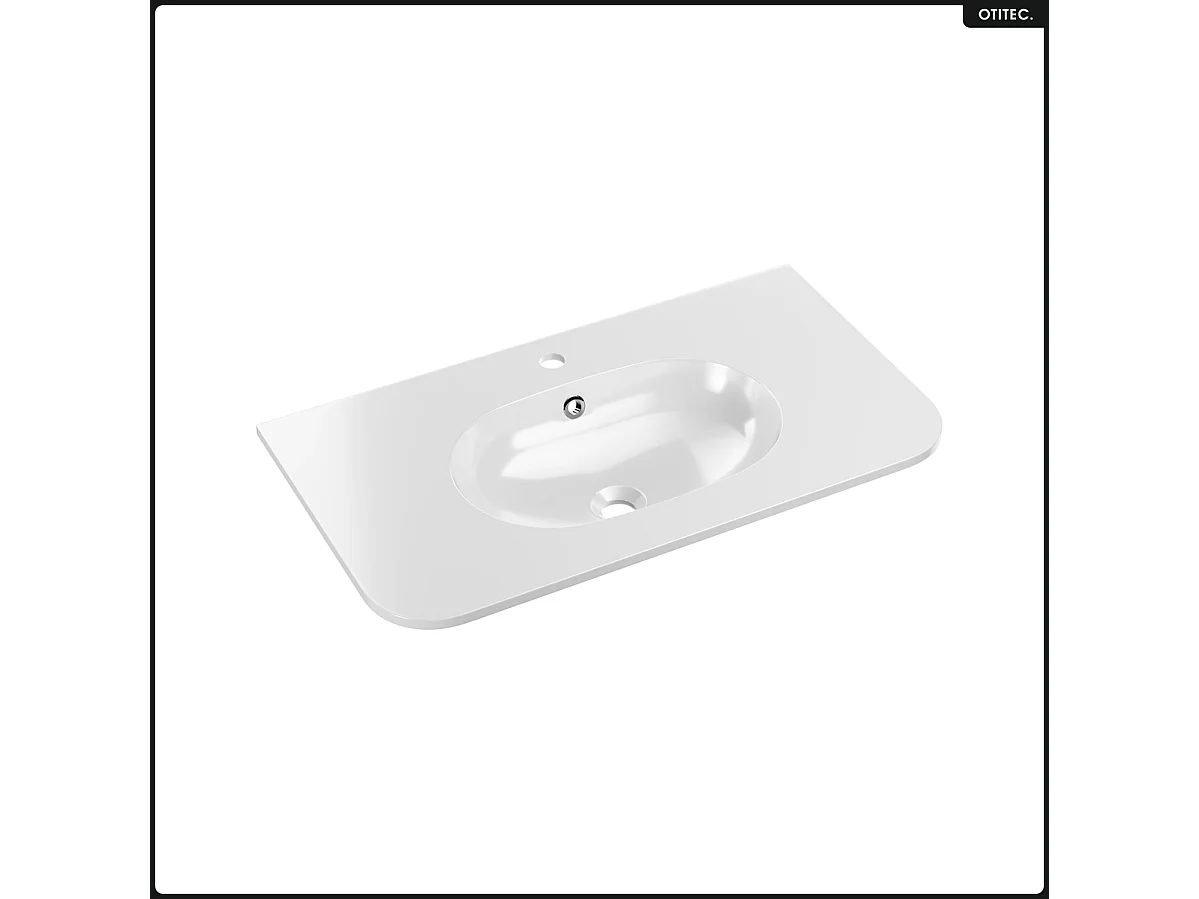 Ensemble de meubles sous vasque - 80 cm - avec Vasque - Colonne - OLIVE - Chêne