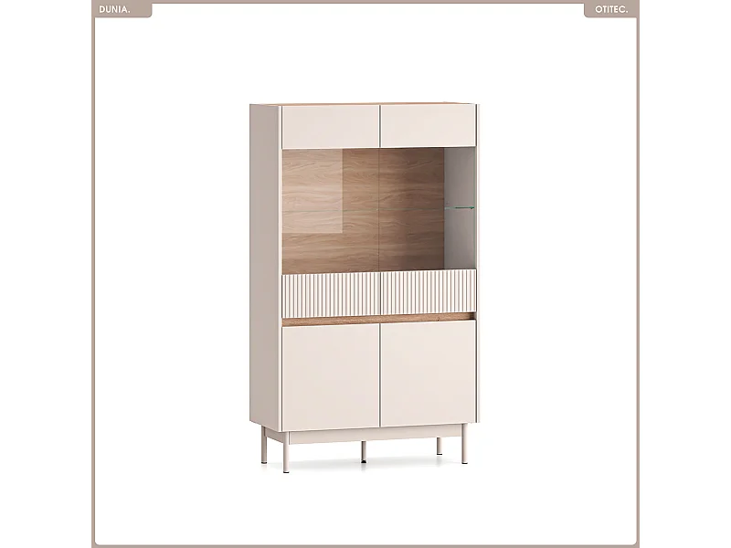 Armoire vitrine - L.92 x H.156 x P.40 cm - DUNIA