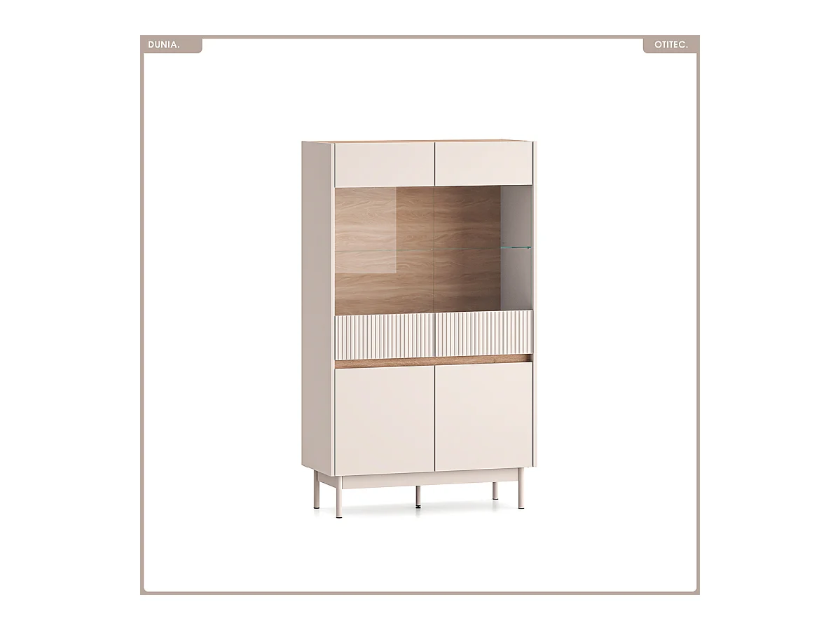 Armoire vitrine - L.92 x H.156 x P.40 cm - DUNIA