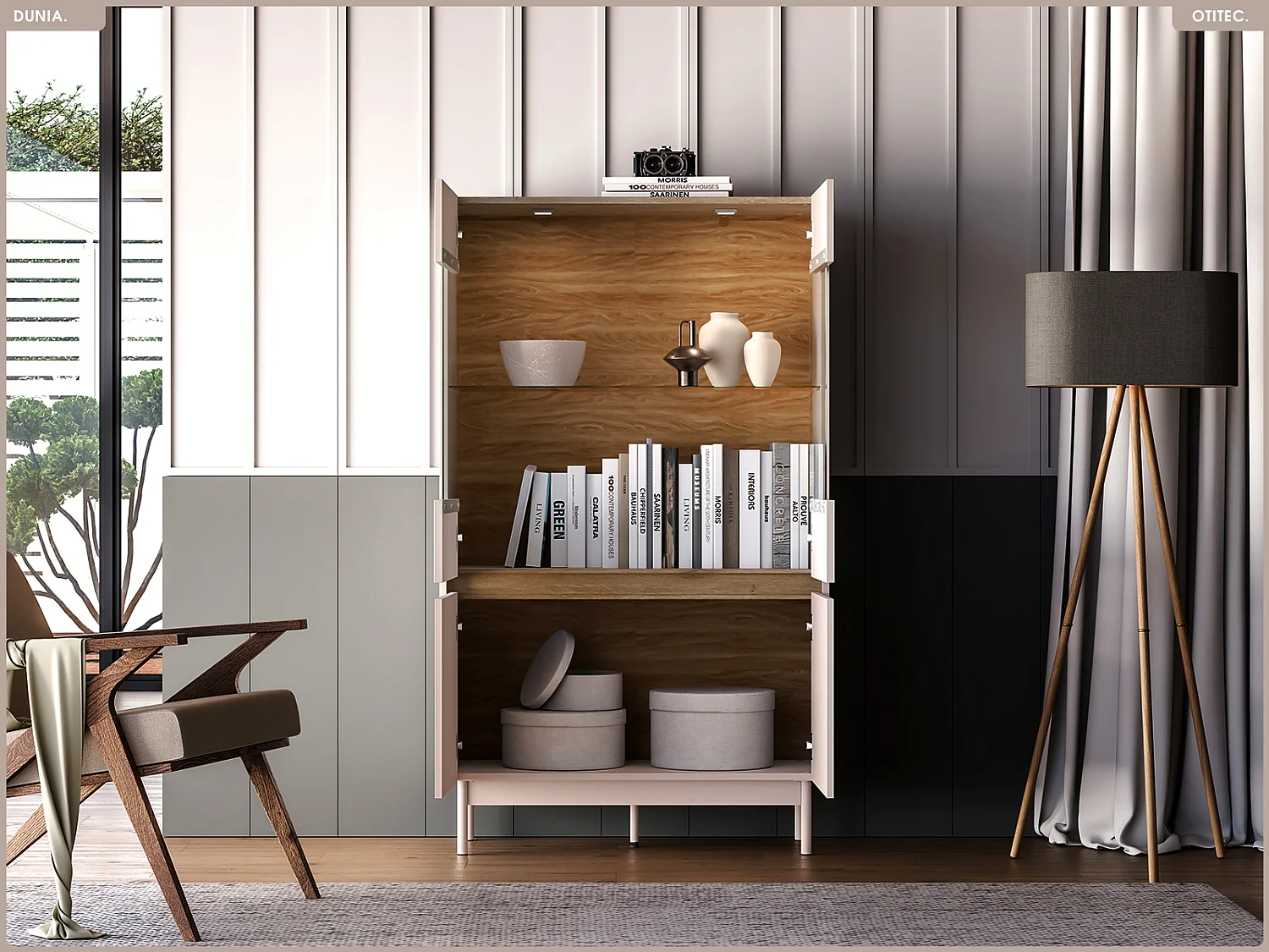 Armoire vitrine - L.92 x H.156 x P.40 cm - DUNIA