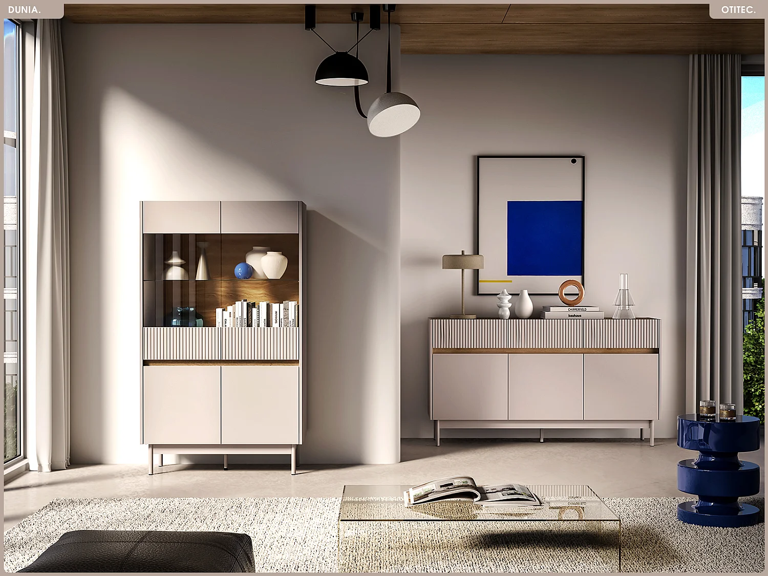 Armoire vitrine - L.92 x H.156 x P.40 cm - DUNIA