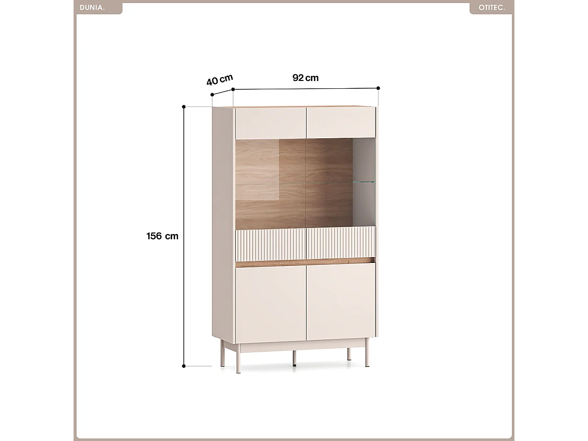 Armoire vitrine - L.92 x H.156 x P.40 cm - DUNIA