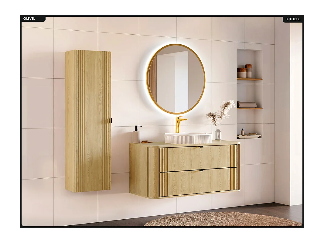 Ensemble de meubles sous vasque - 120 cm - avec Plan - OLIVE - Chêne