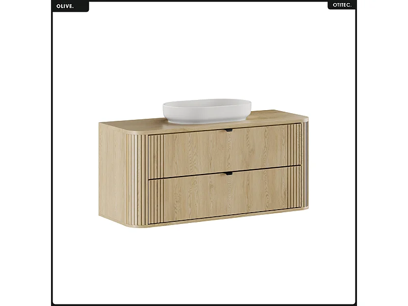 Ensemble de meubles sous vasque - 120 cm - avec Plan - Vasque - OLIVE - Chêne