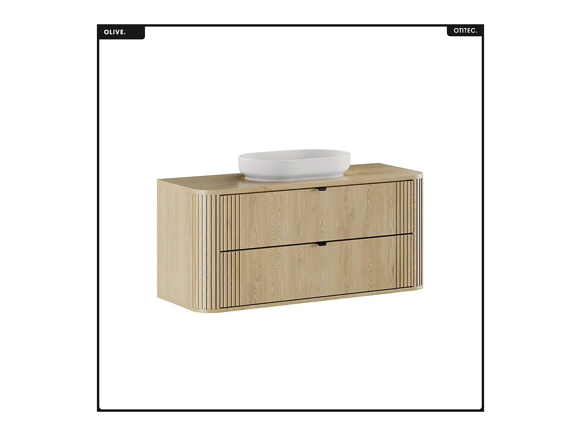 Ensemble de meubles sous vasque - 120 cm - avec Plan - Vasque - OLIVE - Chêne